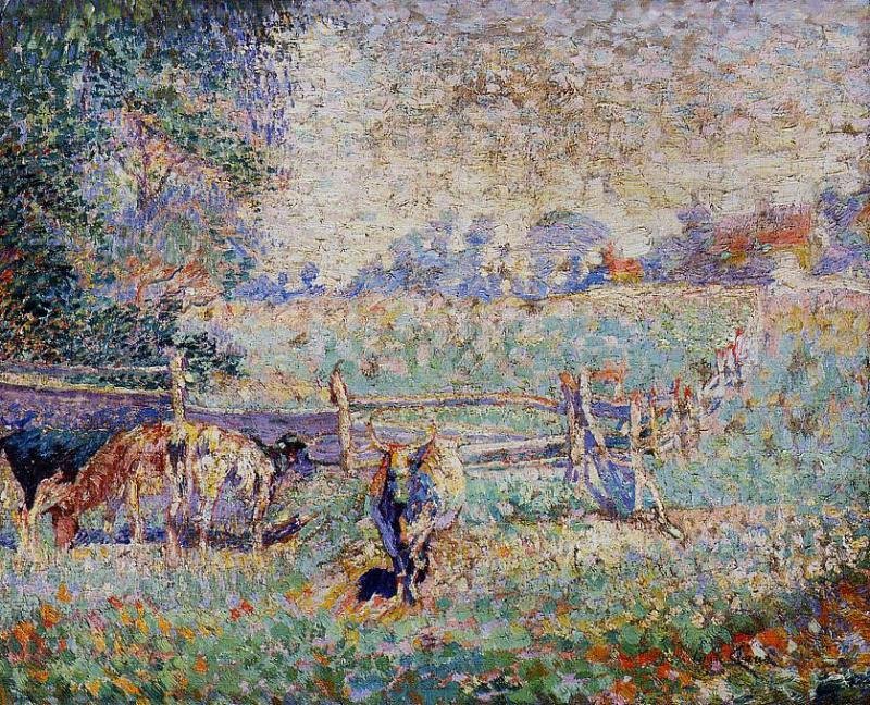 Krowy na pastwisku autorstwa Emile Claus