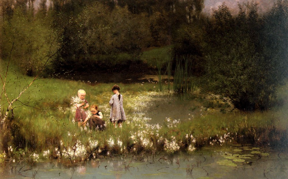 Zbieranie kwiatów autorstwa Emile Claus