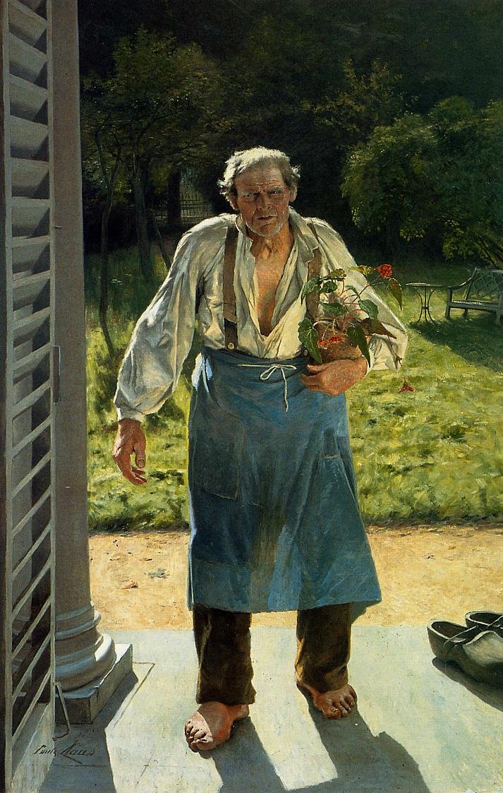 Stary ogrodnik Le Vieux Jardinier — Oude Tuinman autorstwa Emile Claus