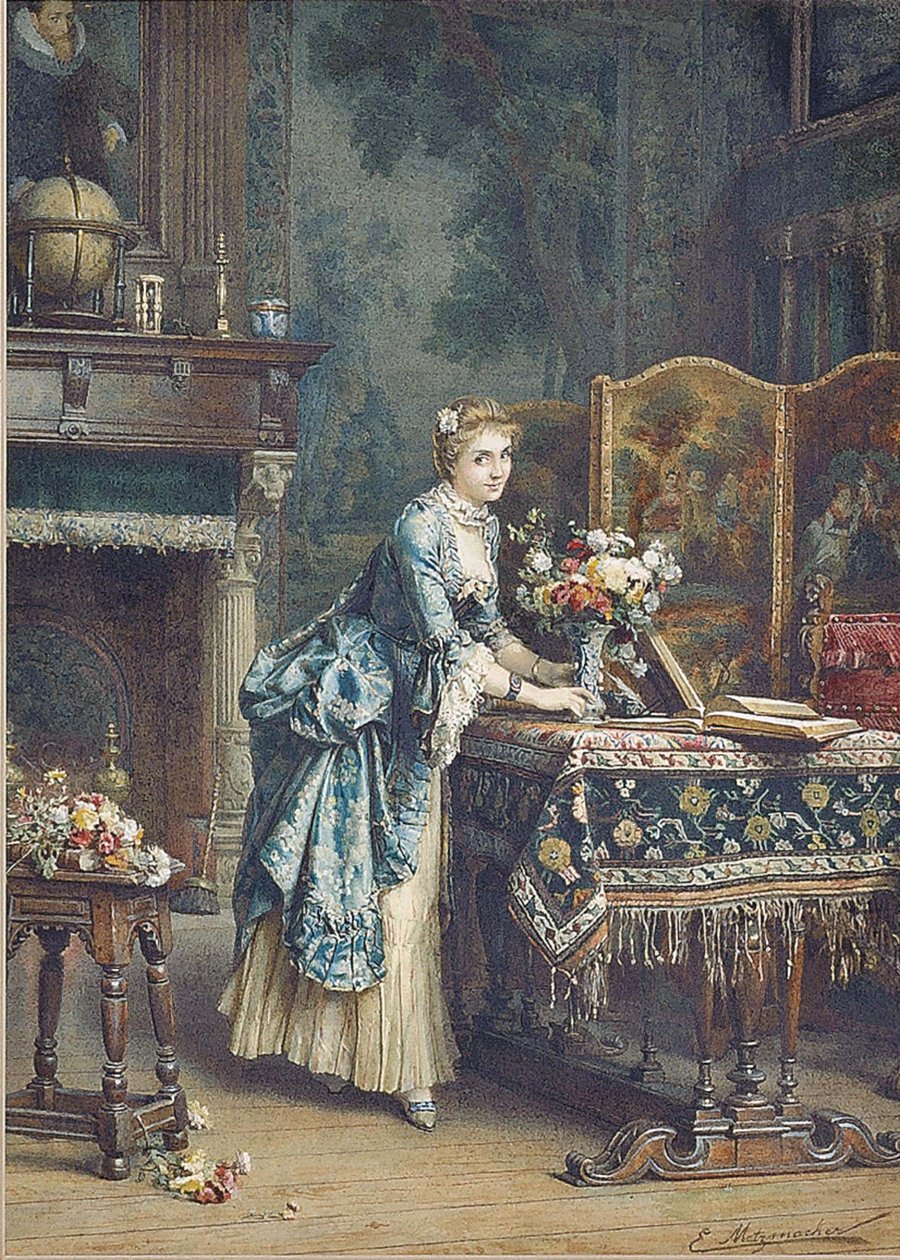 Układanie kwiatów autorstwa Emile Pierre Metzmacher