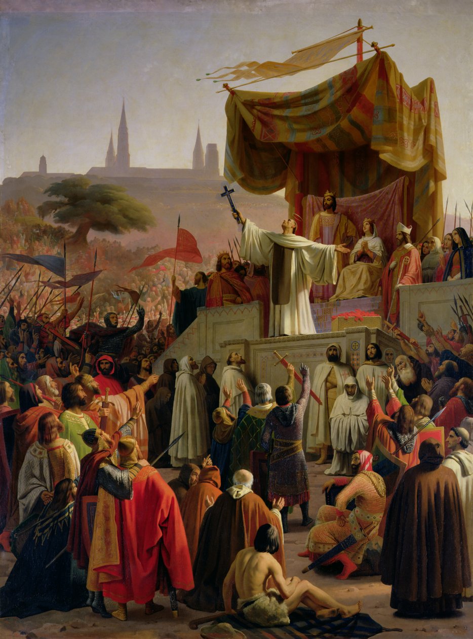 Święty Bernard głoszący kazania o drugiej krucjacie w Vezelay, 31 marca 1146 r., 1840 r. autorstwa Emile Signol