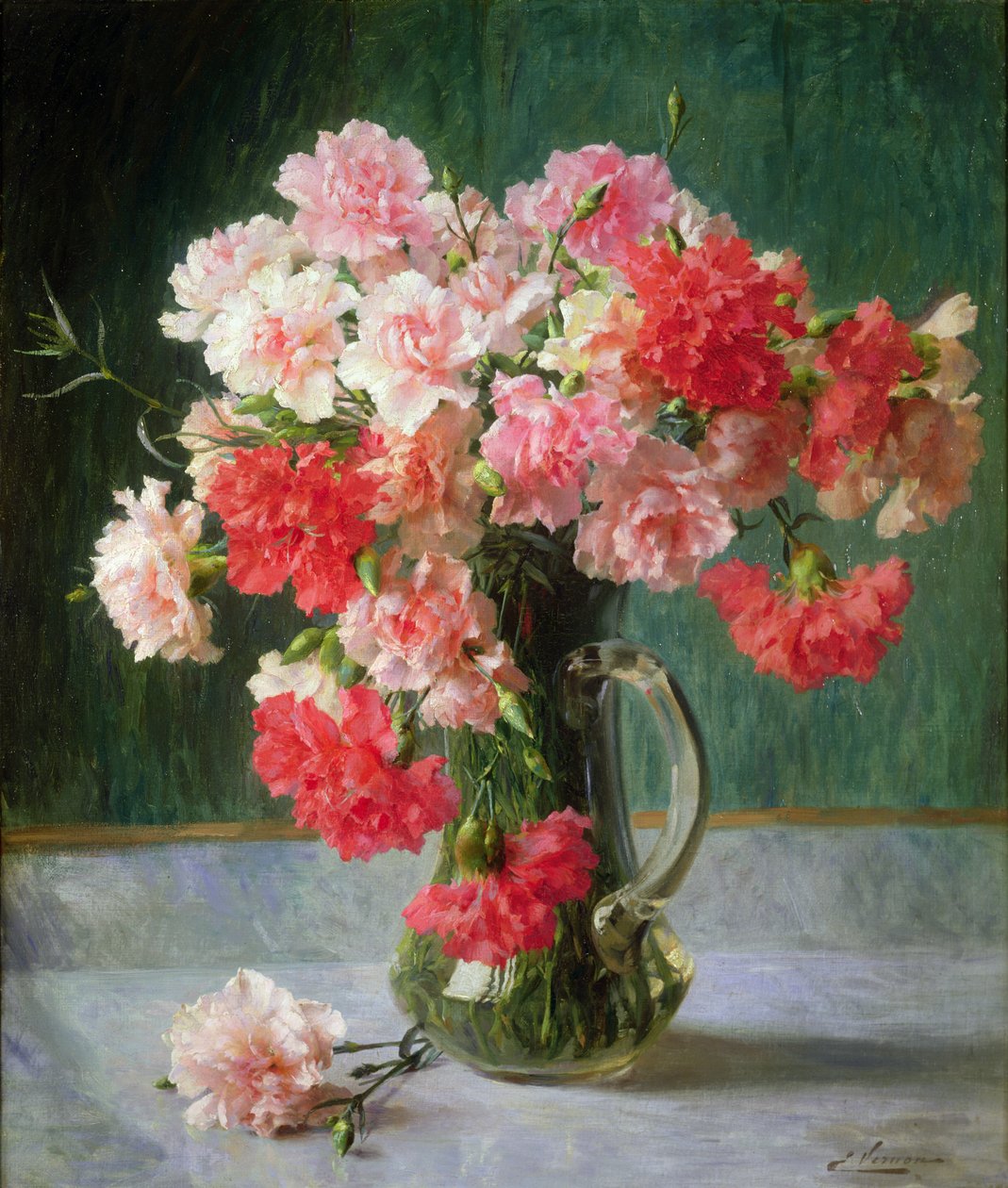 Martwa natura z goździków autorstwa Emile Vernon