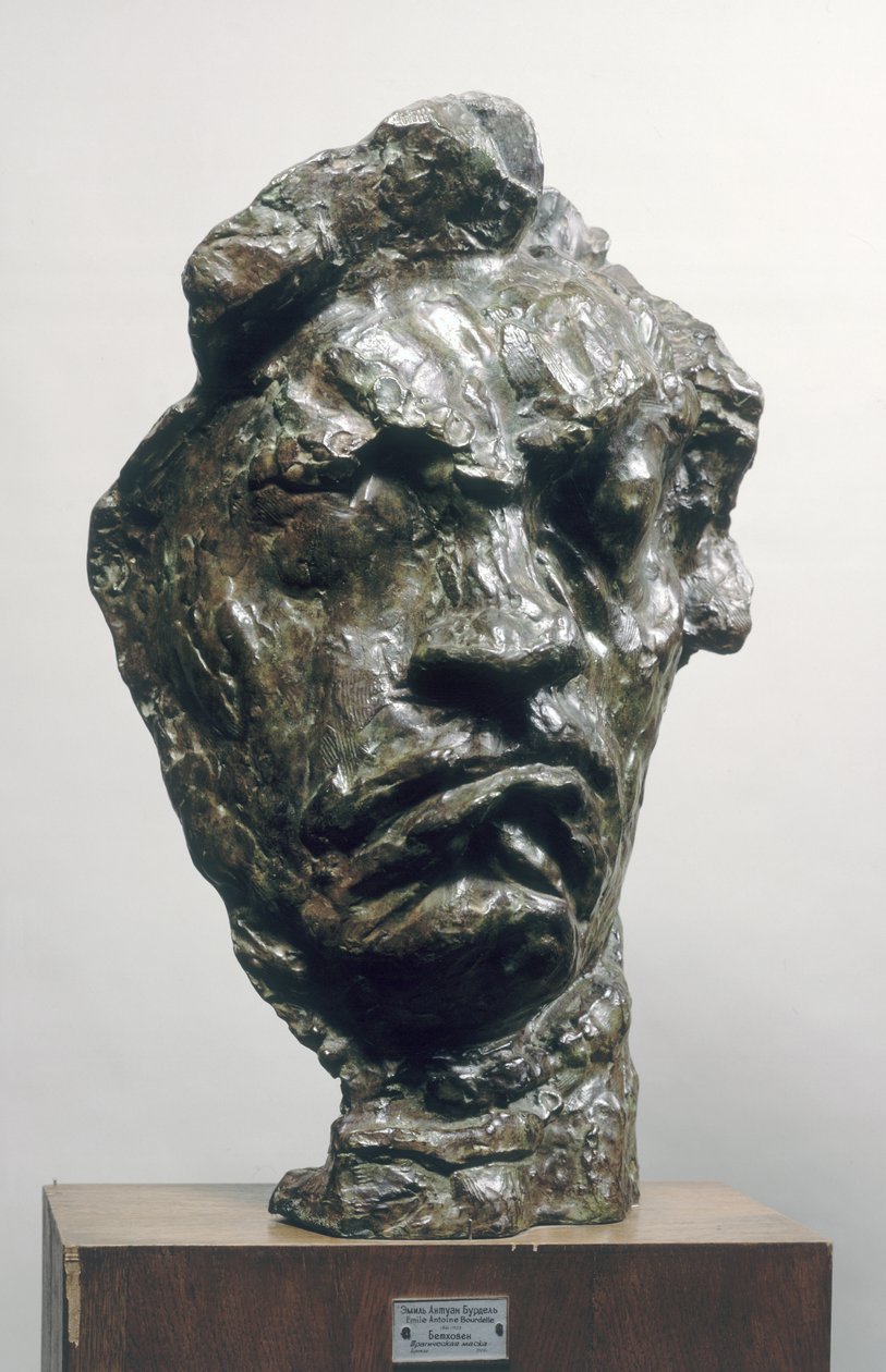 Duża maska tragiczna Ludwiga van Beethovena (1770-1827) 1901 (brąz) autorstwa Emile Antoine Bourdelle