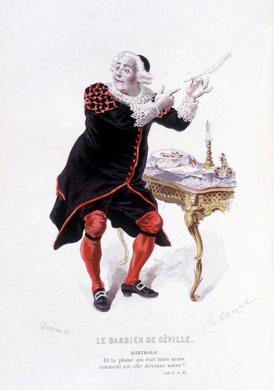 Bartholo w Cyruliku sewilskim w Ovre complet de Beaumarchais (1732-1799) Edouarda Fourniera, red. Laplace, Sanchez et Cie, Paryż 1876 (rycina) Tutaj Bartholo w Cyruliku sewilskim autorstwa Emile Antoine Bayard