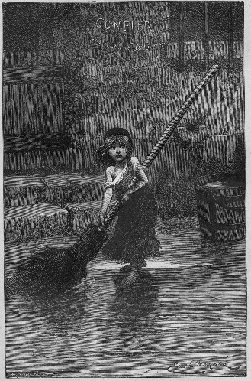 Cosette, ilustracja z „Nędzników” Victora Hugo autorstwa Emile Antoine Bayard