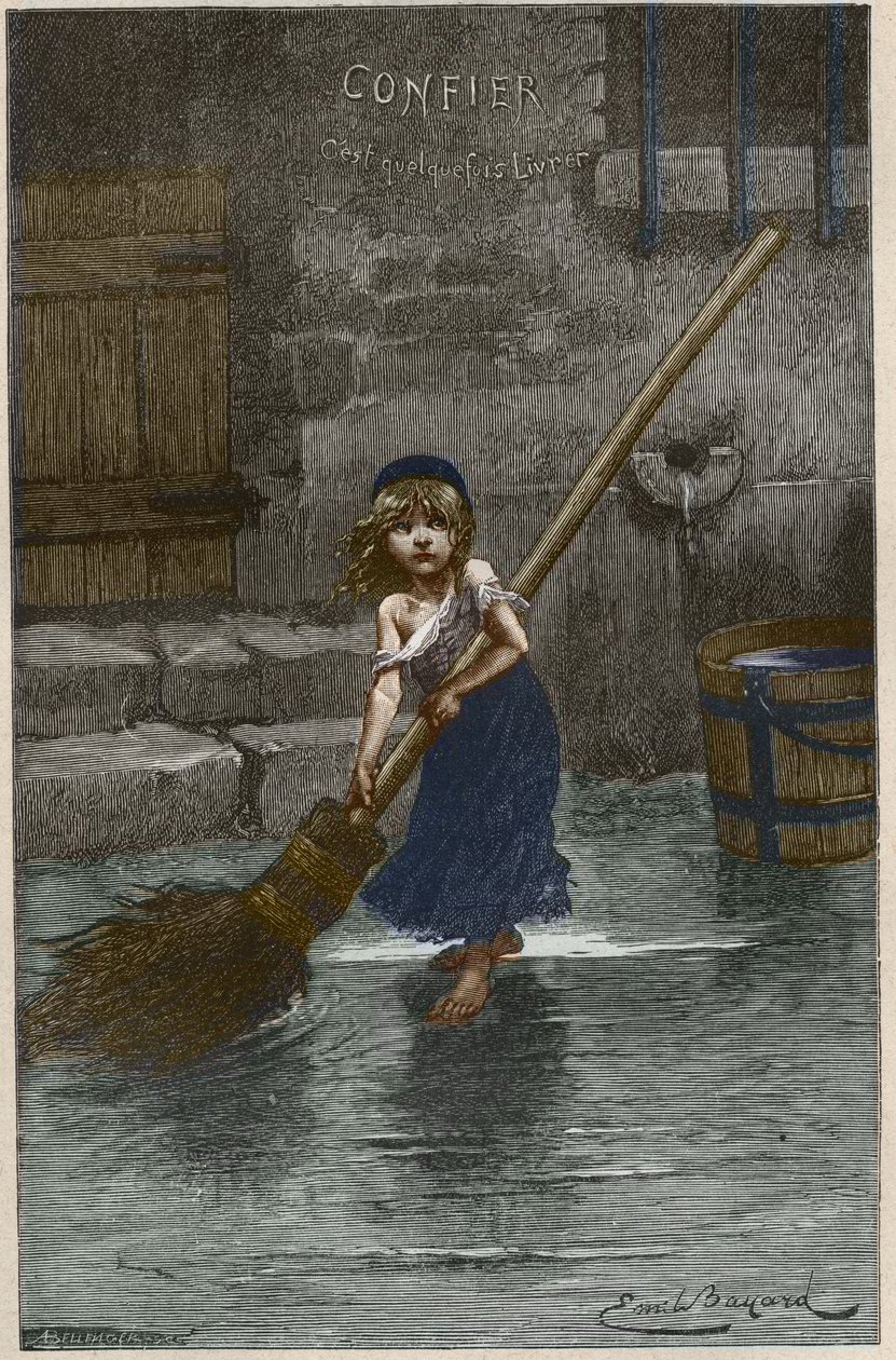 Cosette, ilustracja z „Nędzników” Victora Hugo autorstwa Emile Antoine Bayard