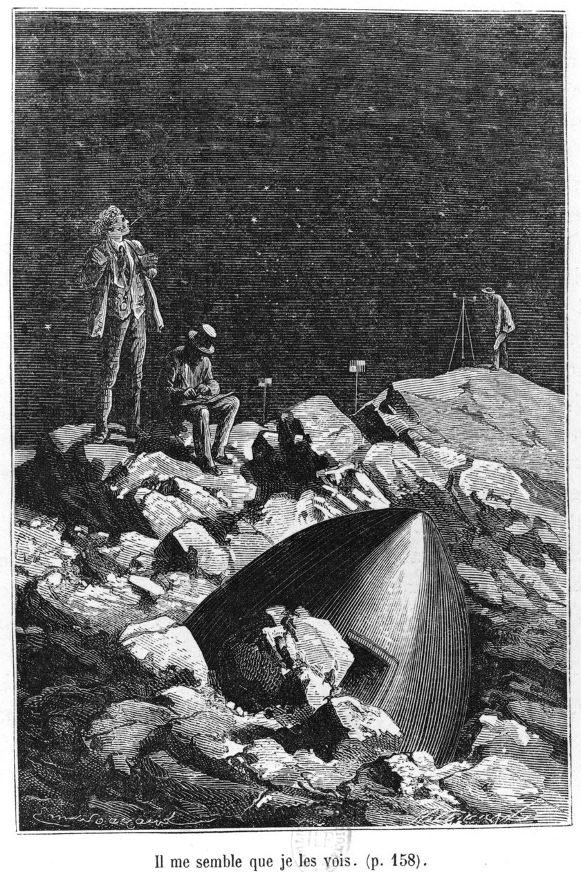 Ilustracja z „Z Ziemi na Księżyc” Juliusza Verne