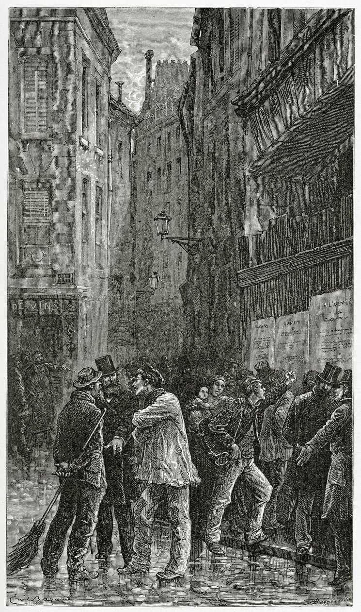 Les Affiches - ilustracja do kryminału, XIX w. (rycina bw) autorstwa Emile Antoine Bayard