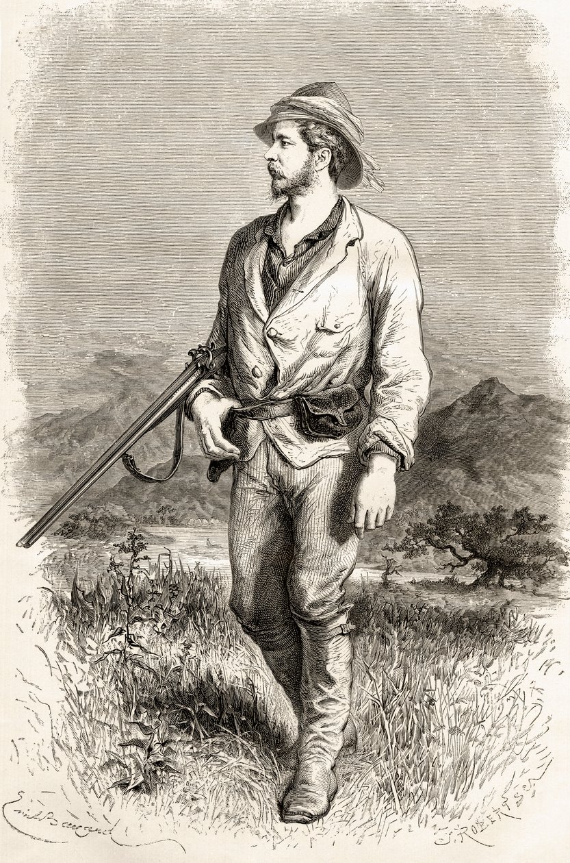 Sir Henry Morton Stanley, ilustracja z „Świat w rękach”, szturmowana przez J. Roberta, opublikowana w 1878 r. autorstwa Emile Antoine Bayard