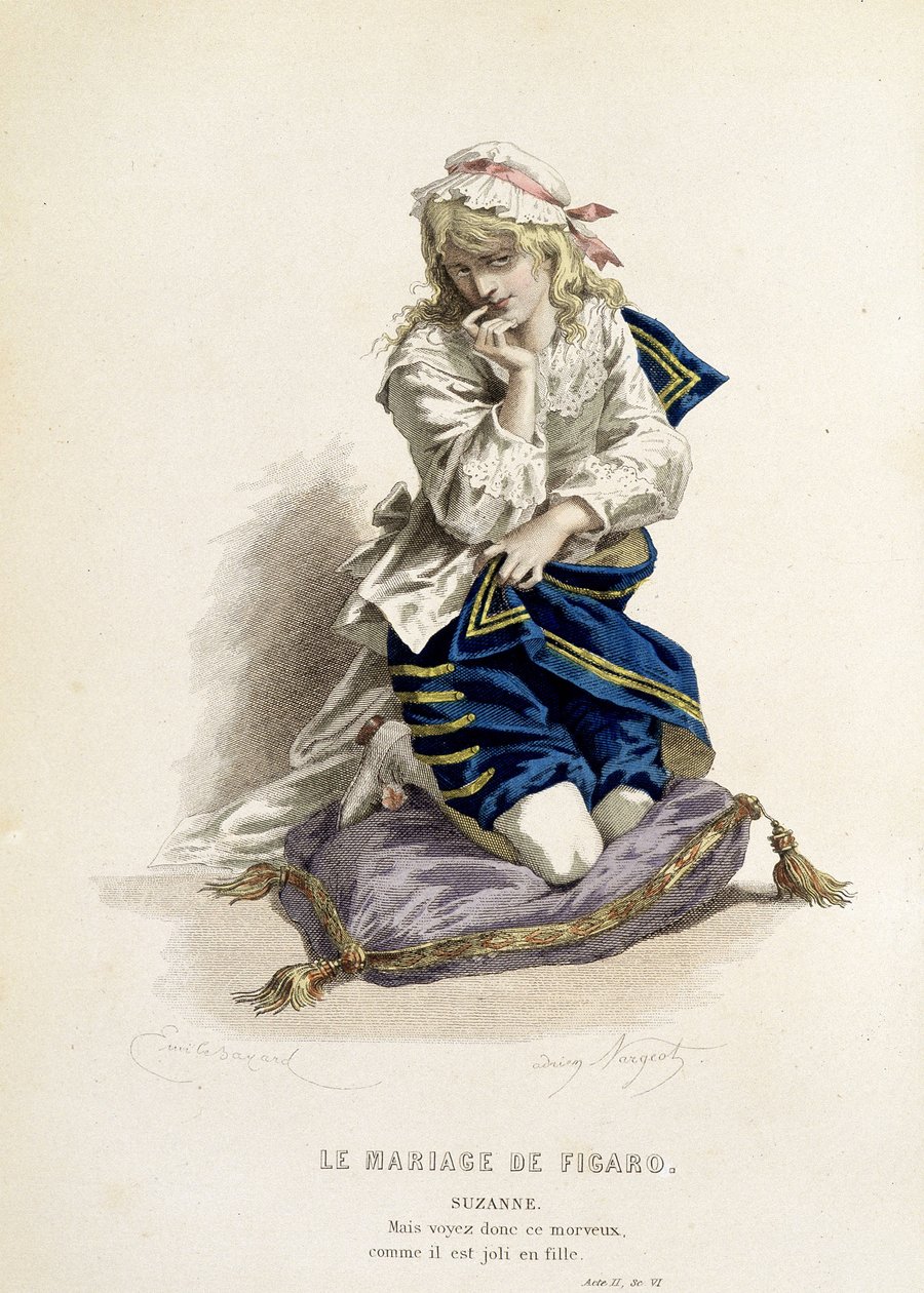 Suzanne w „”Weselu Figara”” – w „”Dziełach wszystkich Beaumarchais””, rysunkach Emile Bayard, wyd. Laplace Sanchez & cie, Paryż autorstwa Emile Antoine Bayard