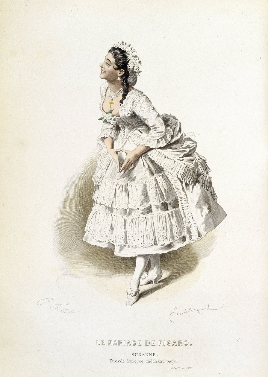 Suzanne w „”Weselu Figara”” – w „”Dziełach wszystkich Beaumarchais””, rysunkach Emile Bayard, wyd. Laplace Sanchez & cie, Paryż autorstwa Emile Antoine Bayard