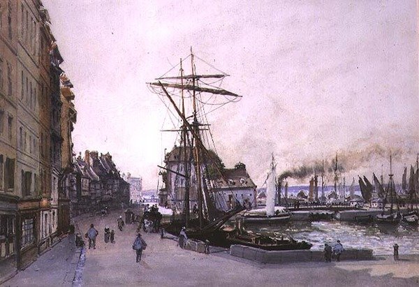 Nabrzeże w Honfleur (akwarela) autorstwa Emile Antoine Francois Herson