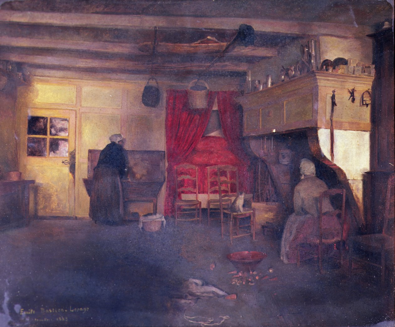 Wnętrze chłopskie w Damvilliers, 1882 autorstwa Emile Bastien Lepage