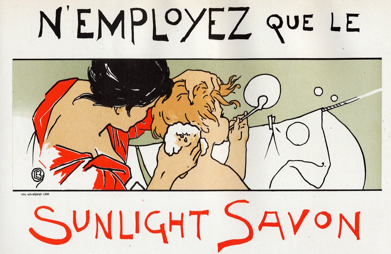 Dziecko w kąpieli, reklama mydła Sunlight, koniec XIX w. (plakat) autorstwa Émile Berchmans