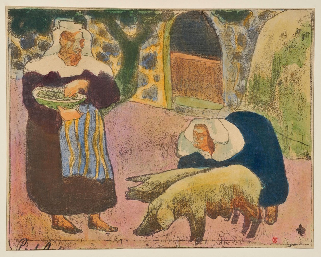 Bretonki karmiące świnie autorstwa Emile Bernard