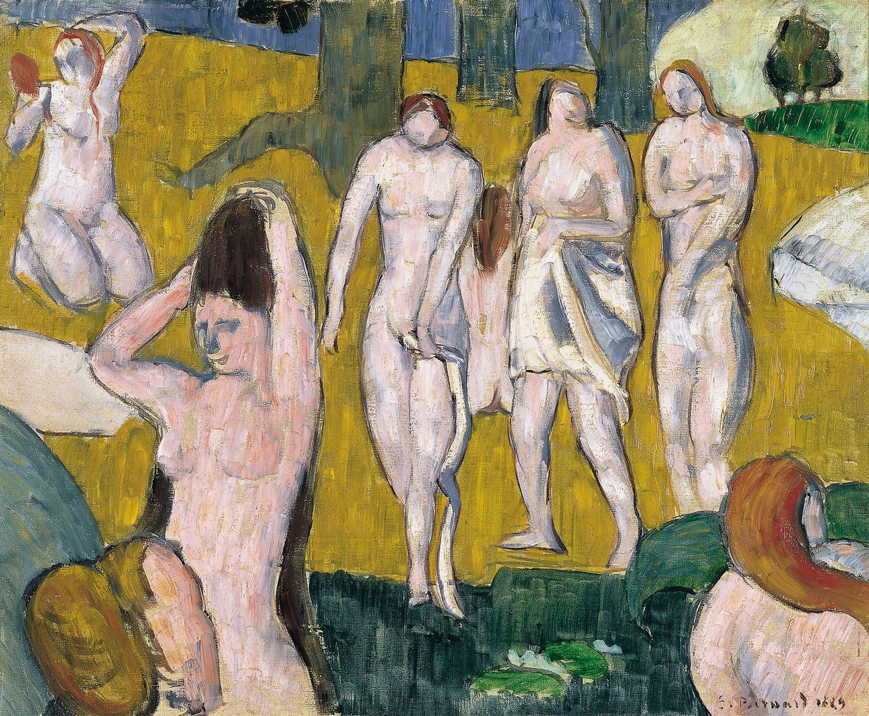 Femmes au bain - Kąpiące się kobiety - Peinture de Emile Bernard (1868-1941) - 1889 - Olej na płótnie - 47x57,2 - Kolekcje Thyssen-Bornemisza autorstwa Emile Bernard