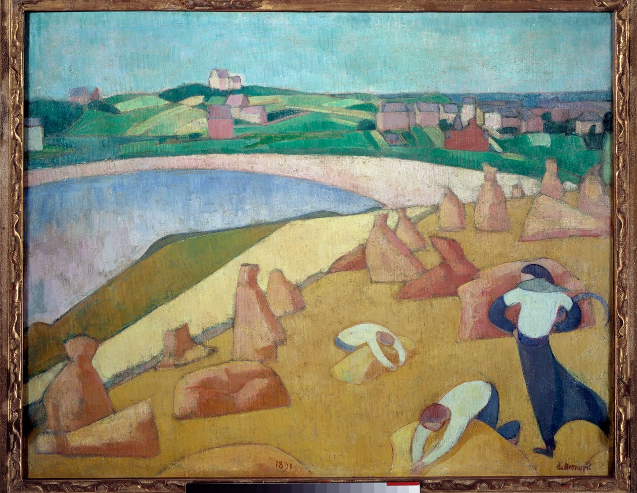 Żniwa nad morzem, Saint Briac sur mer w 1891 r. Obraz Emile Bernard (1868-1941) autorstwa Emile Bernard
