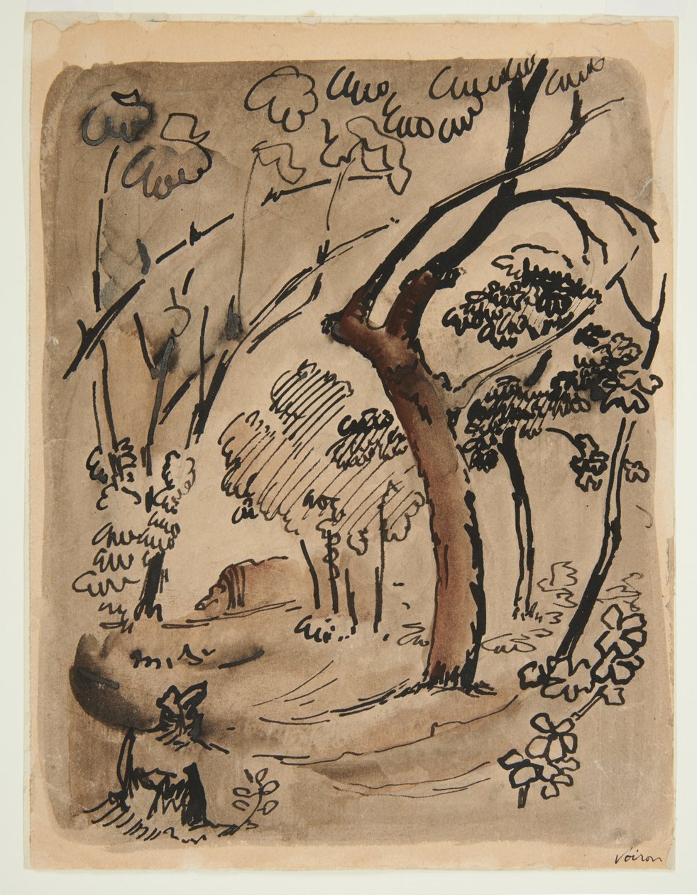 Krajobraz z drzewami, ok. 1890-95 (pióro i tusz na papierze) autorstwa Emile Bernard