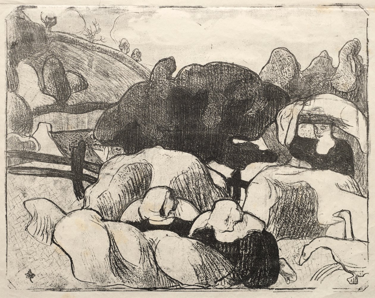 Les Bretonneries: Bretońskie kobiety robią stogi siana autorstwa Emile Bernard