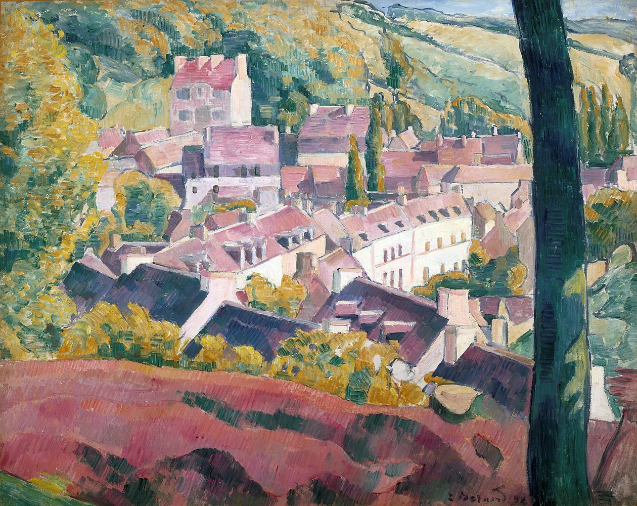 Pont-Aven widziany z Lasku Miłości (olej na płótnie) autorstwa Emile Bernard
