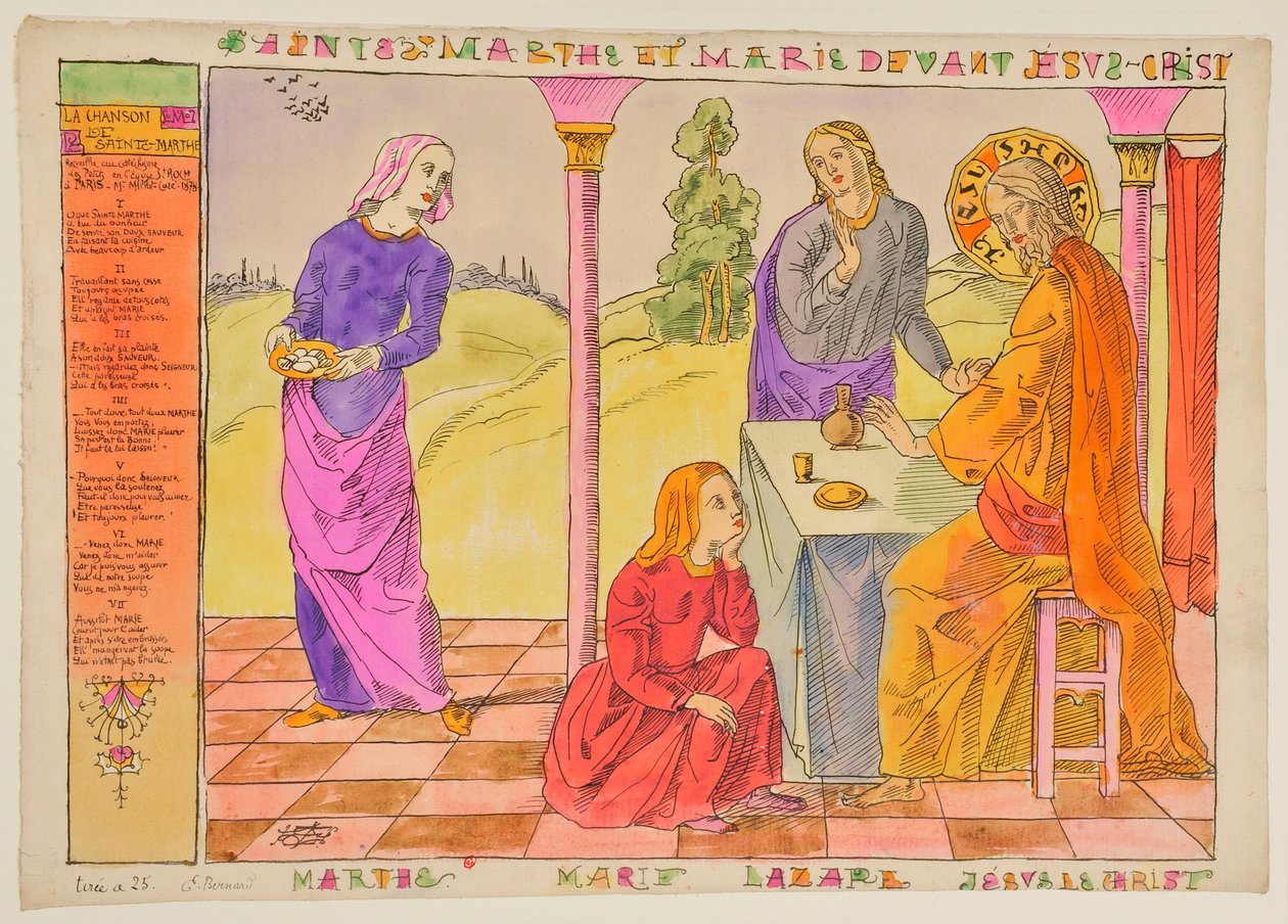 Święta Marta i Maria przed Jezusem Chrystusem autorstwa Emile Bernard