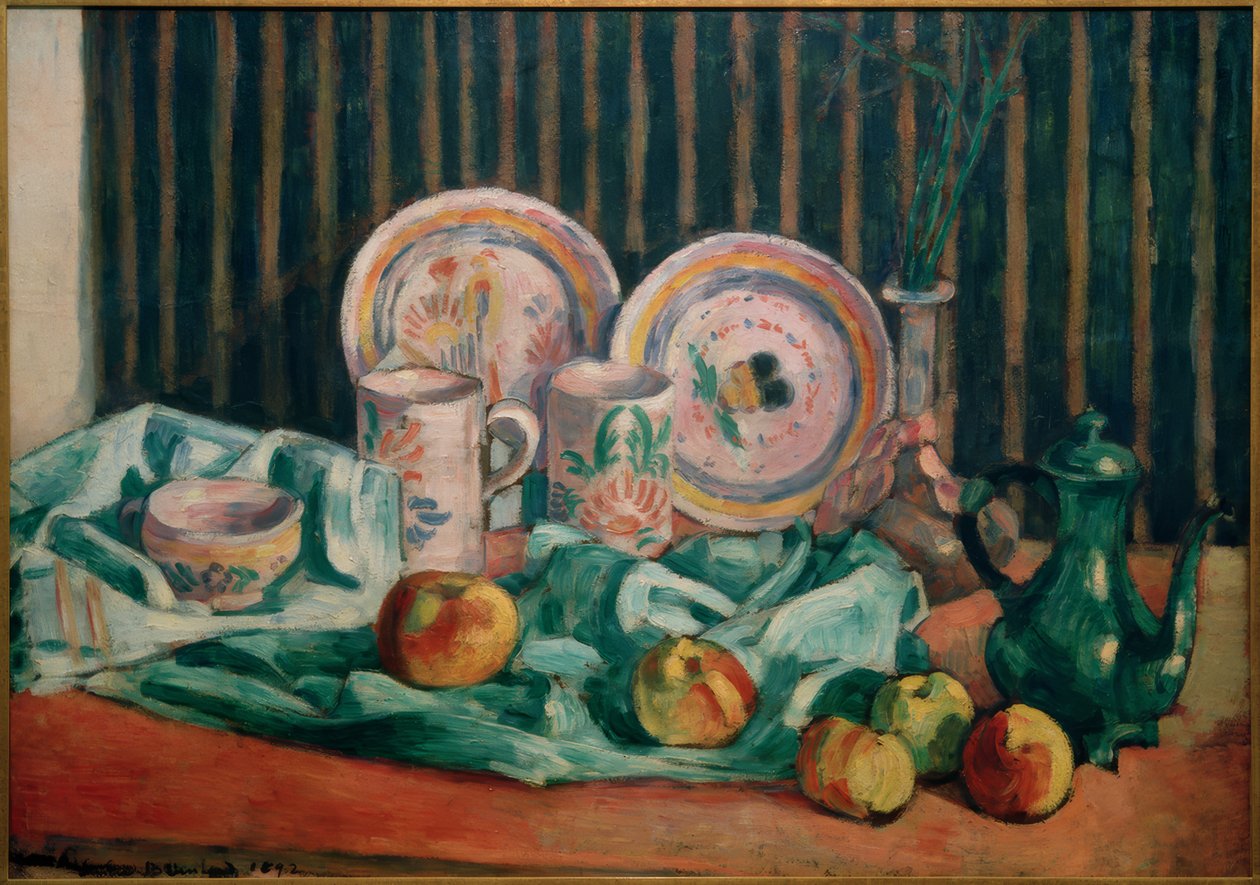 Martwa natura z jabłkami i ceramiką bretońską autorstwa Emile Bernard