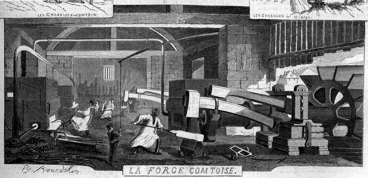 Forges de la Franche Comte: wewnętrzny widok fabryki Rans, Jura (39) autorstwa Emile Bourdelin
