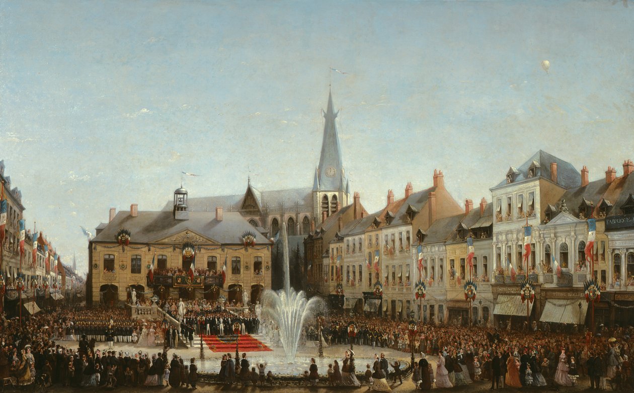 Ceremonia inauguracji wody Lys w Tourcoing w 1863, 1864 autorstwa Emile Defrenne
