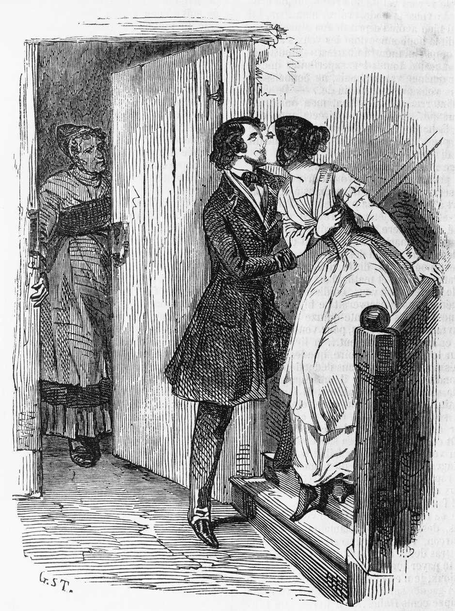 Ilustracja do Eugenie Grandet, powieści Honore de Balzac (1799-1850) z wielotomowego zbioru pt. Ludzka komedia, rycina Emile
