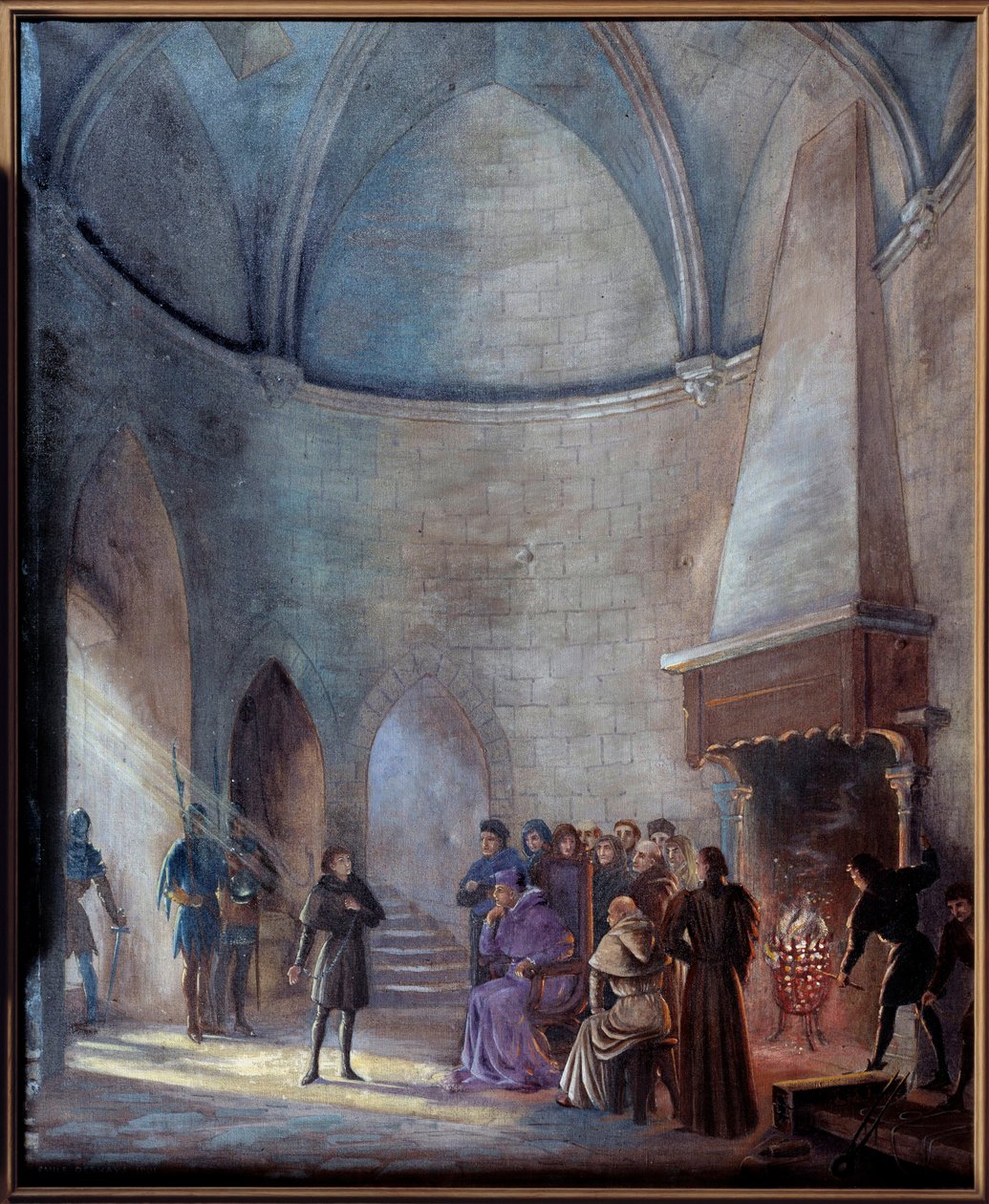 Wojna stuletnia: „” Joanna d’Arc (1412-1431) jest przesłuchiwana przez sędziów”” Obraz Emile