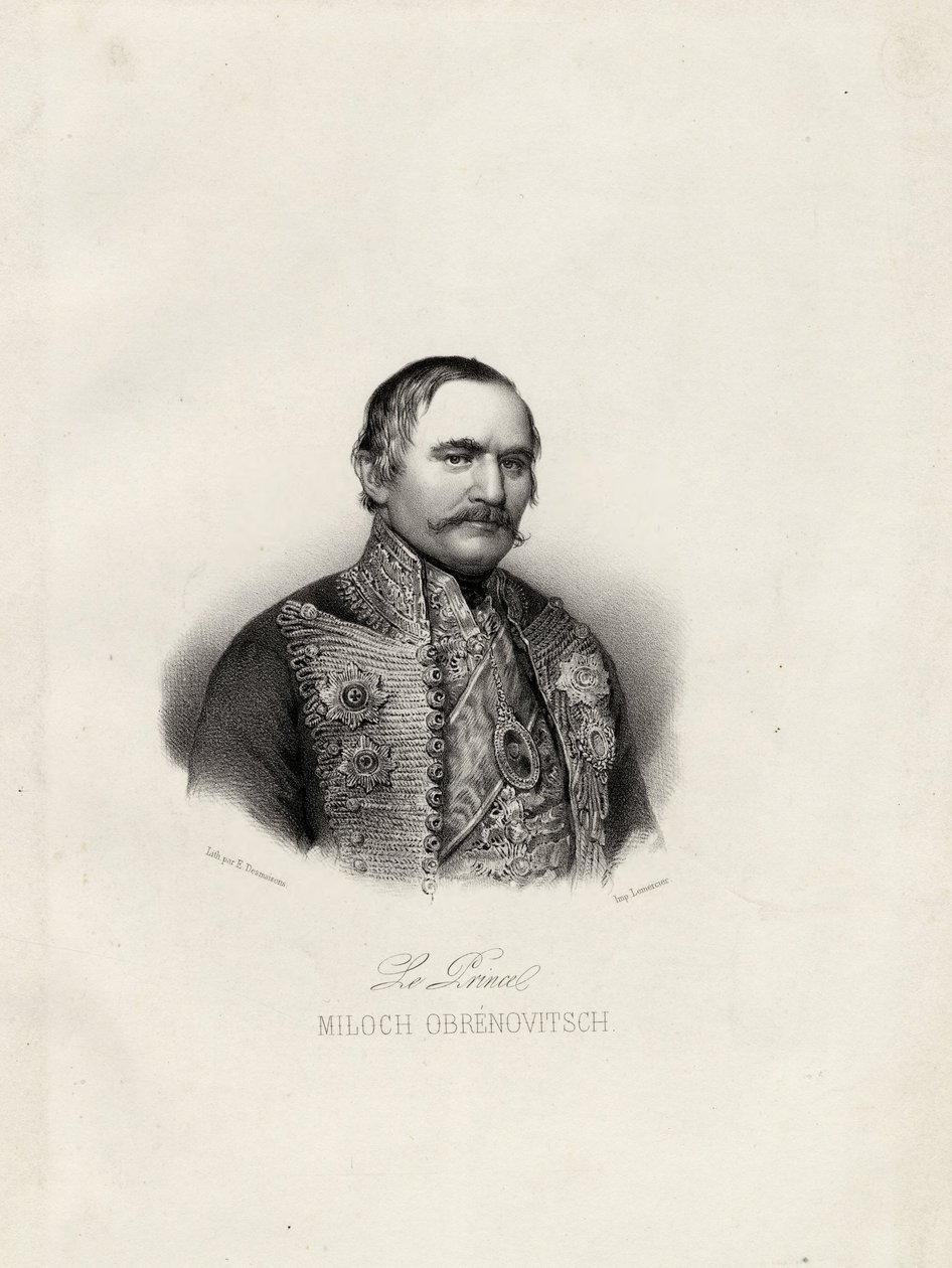 Milo Obrenovic I 1780-1860, książę Serbii, c.1838 autorstwa Emile Desmaisons