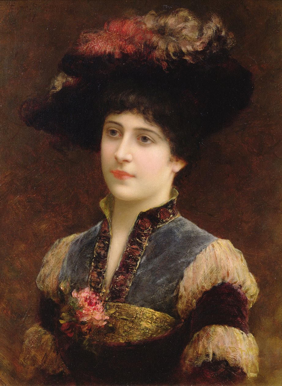Dama w kapeluszu, 1887 autorstwa Emile Eismann Semenowski