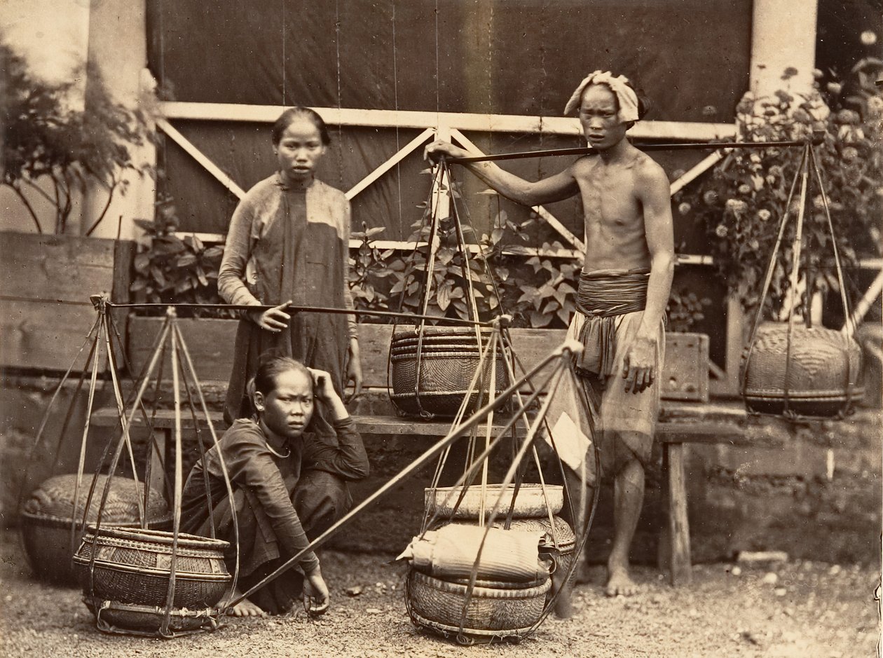 Kupcy owoców, Cochinchina, 1866. autorstwa Emile Gsell