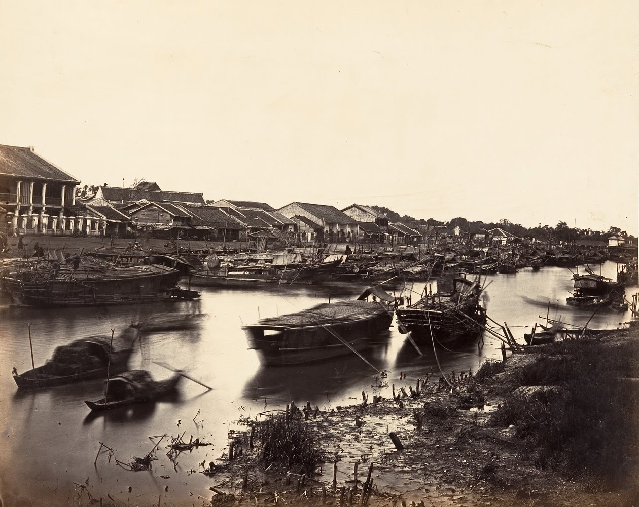 Widok chińskiego miasta Cholen Arkusz nr 5, Sajgon, Cochin, Chiny, 1866. autorstwa Emile Gsell
