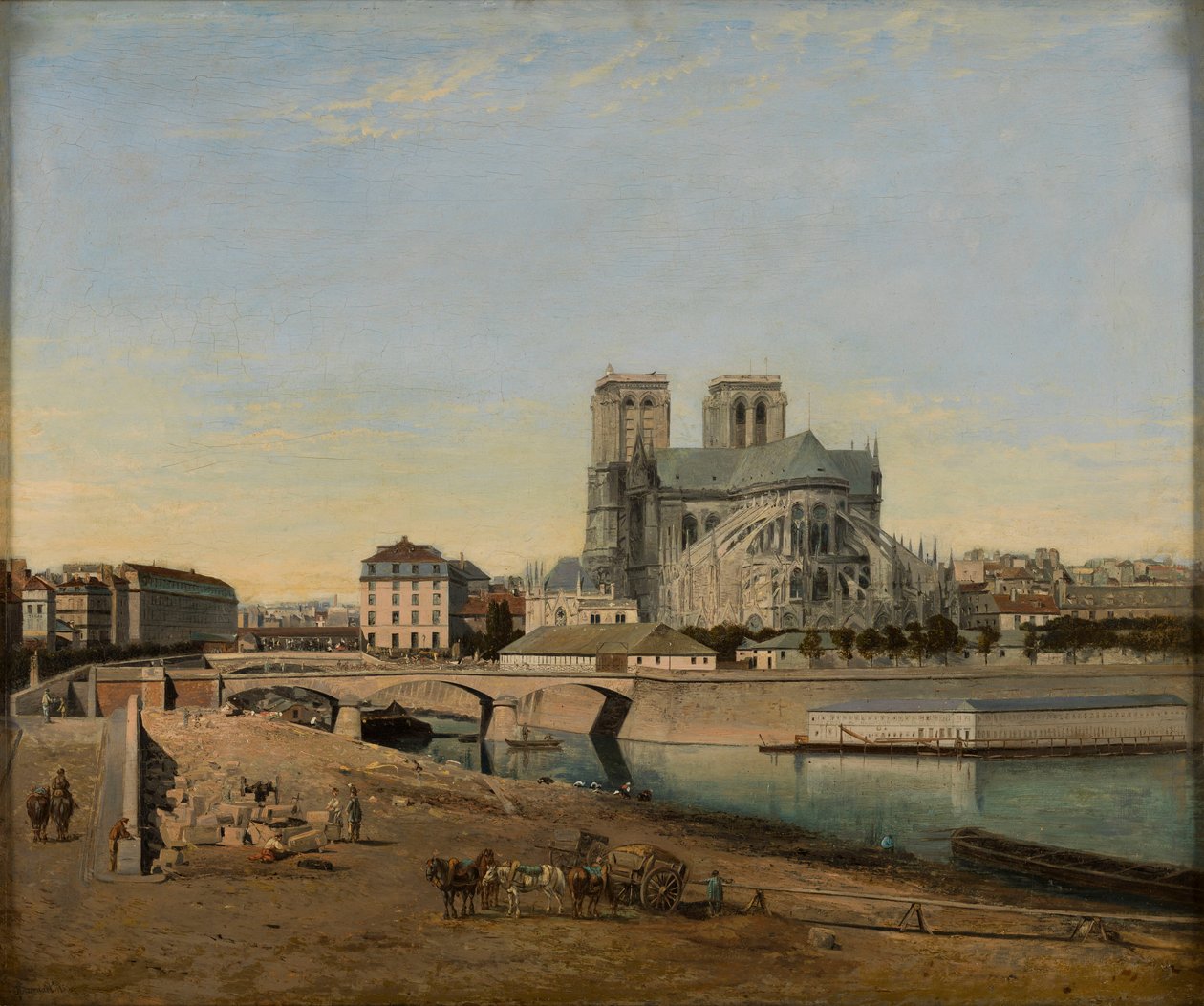 Apsyda Notre-Dame, widziana z Quai de la Tournelle, 1860. autorstwa Emile Harrouart