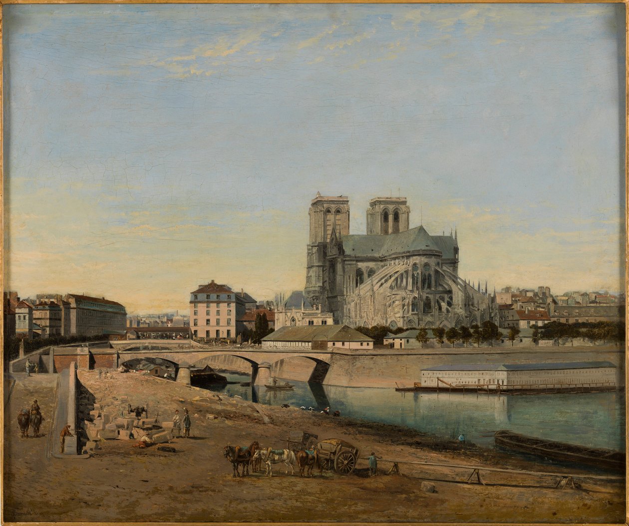 Francuski: Le chevet de Notre-Dame, widok na Quai de la Tournelle autorstwa Emile Harrouart