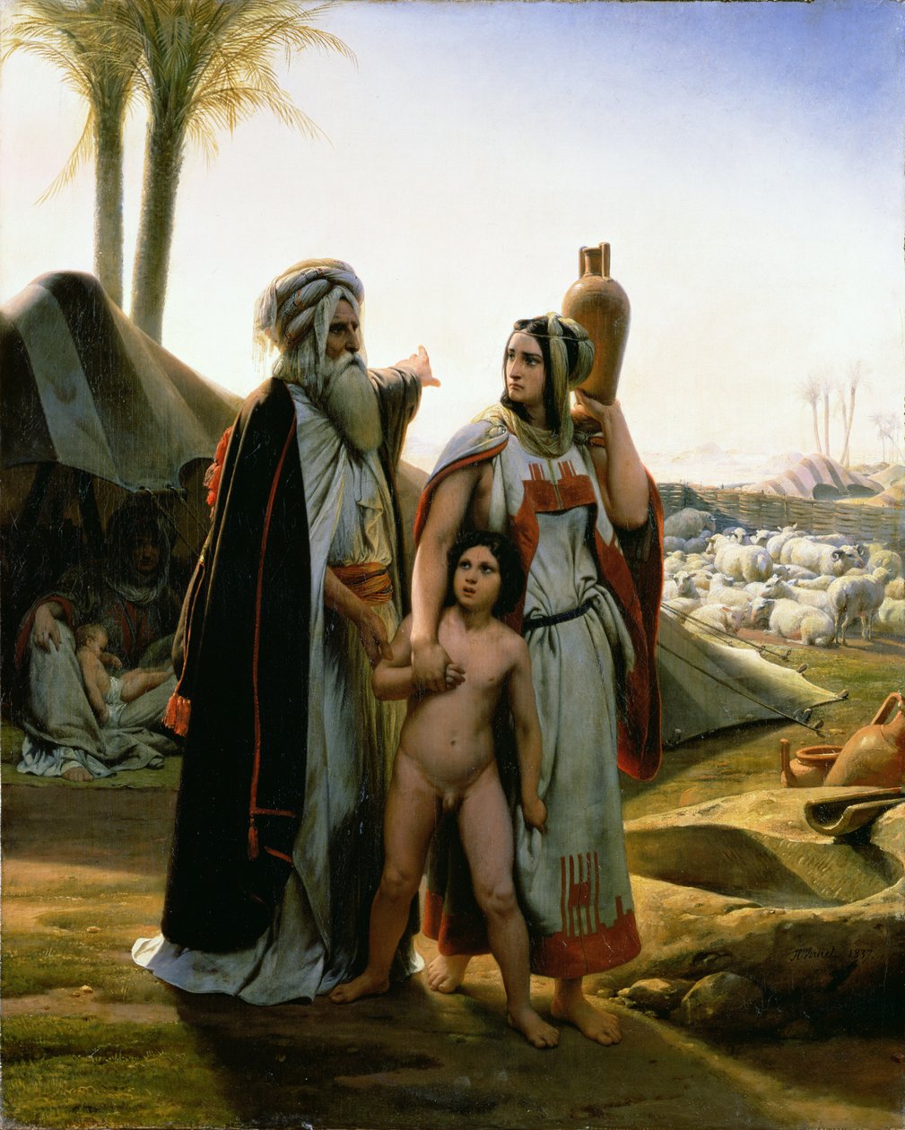 Abraham odrzuca Hagar, 1837 autorstwa Emile Jean Horace Vernet