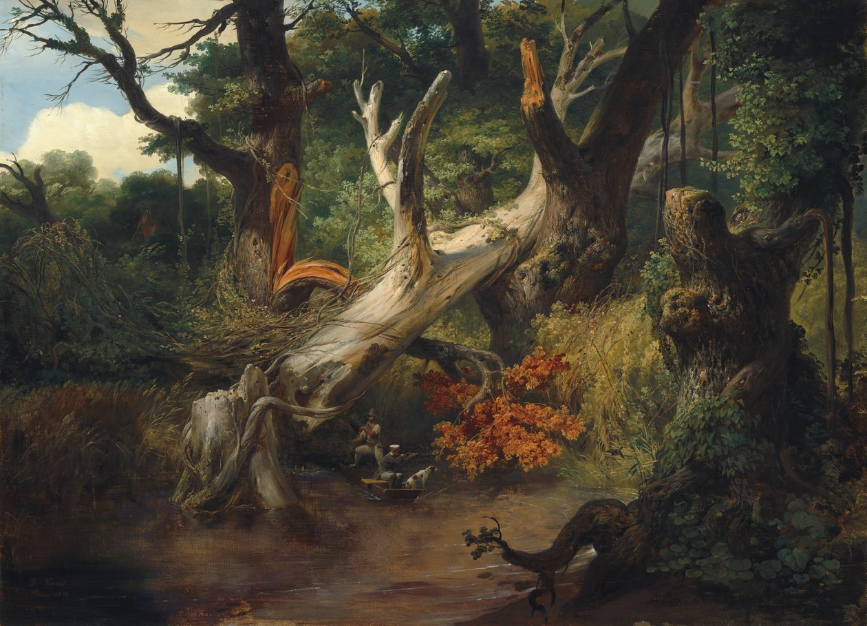 Polowanie na Bagnach Pontyjskich, 1833. autorstwa Emile Jean Horace Vernet
