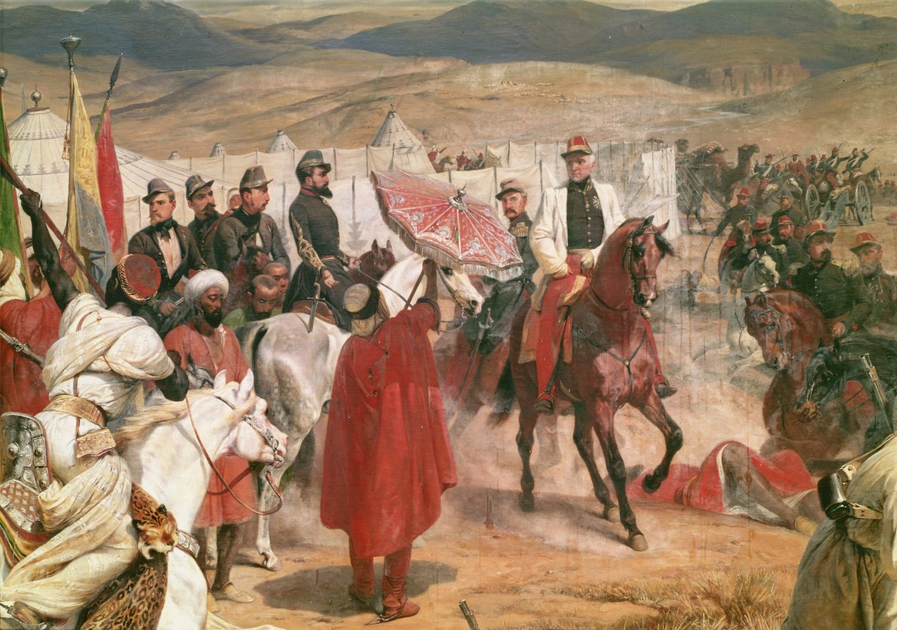 Marszałek Thomas Bugeaud (1784-1849) i pułkownik Joseph Vantini (Yousouf) (1808-1866) podczas podboju Algierii, 1846 autorstwa Emile Jean Horace Vernet