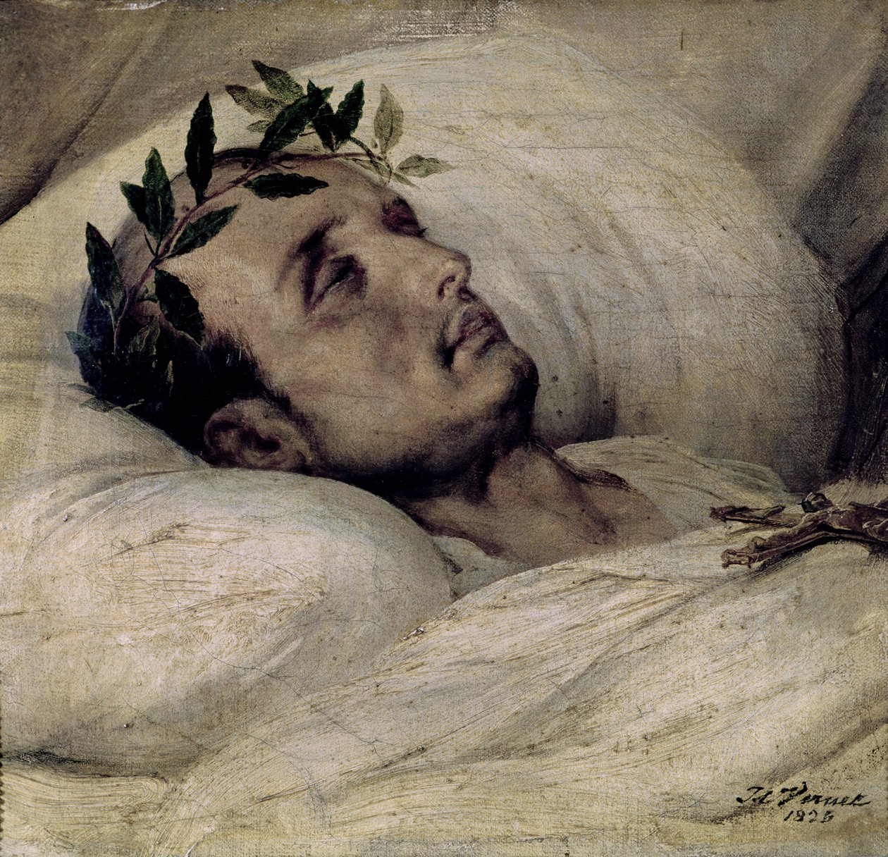 Napoleon I (1769-1821) na łożu śmierci autorstwa Emile Jean Horace Vernet