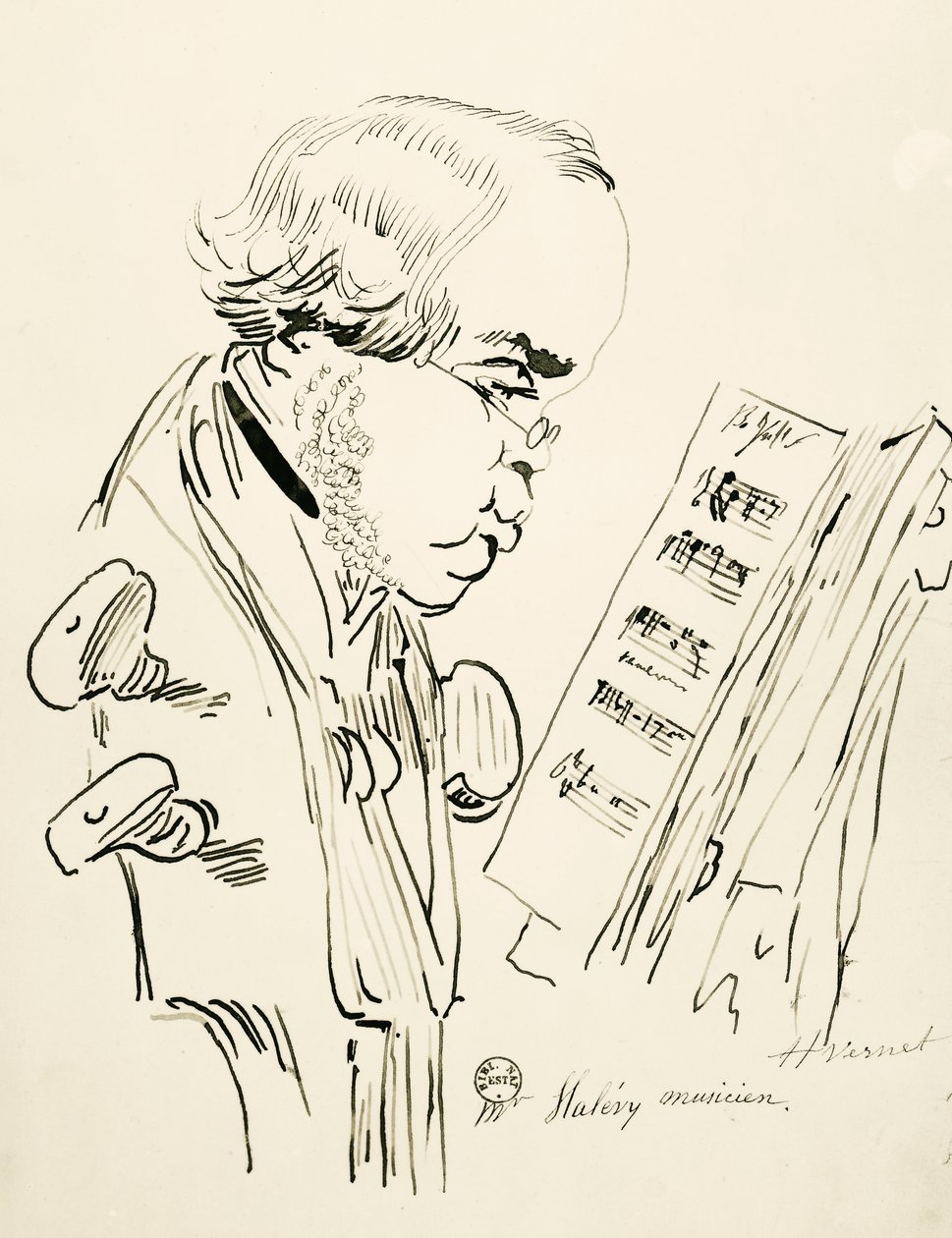 Portret Jacques Fromental Elie Levy, znany jako Halevy (Paryż autorstwa Emile Jean Horace Vernet