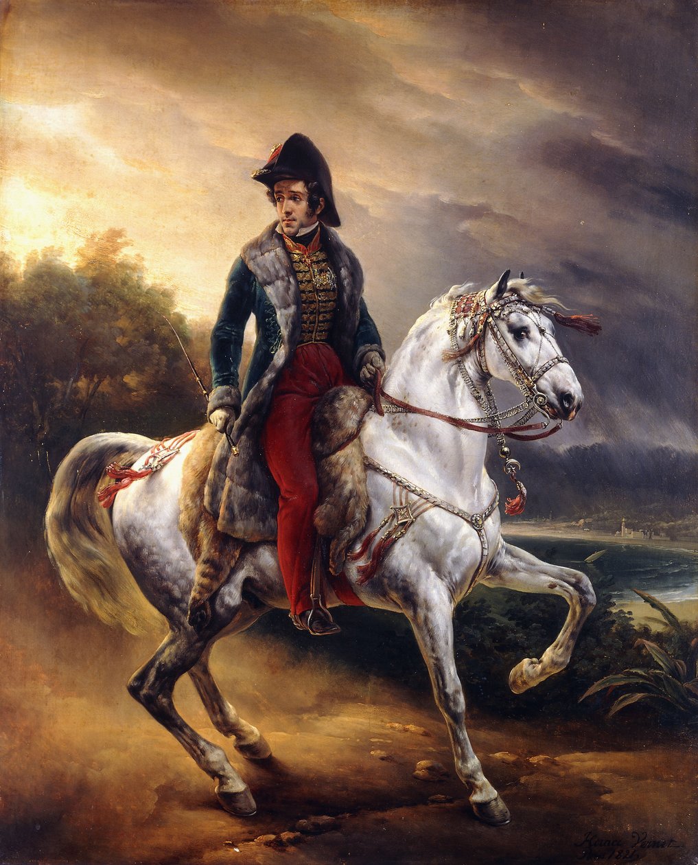 Portret Justo Machado y Salcedo, konsula hiszpańskiego w Paryżu na koniu, 1821 autorstwa Emile Jean Horace Vernet