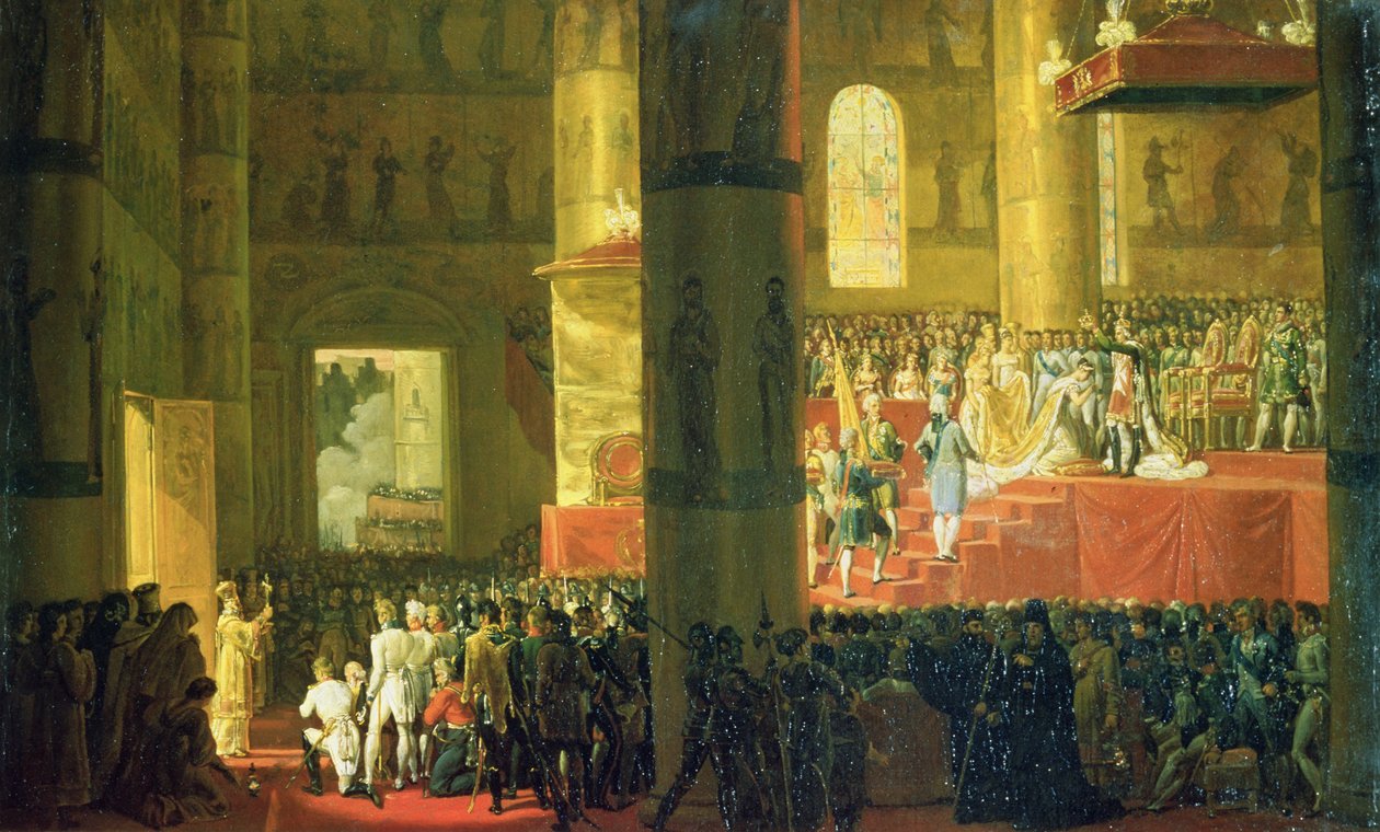 Koronacja cesarzowej Marii Fiodorowny (1759-1828) 1797 (olej na płótnie) autorstwa Emile Jean Horace Vernet
