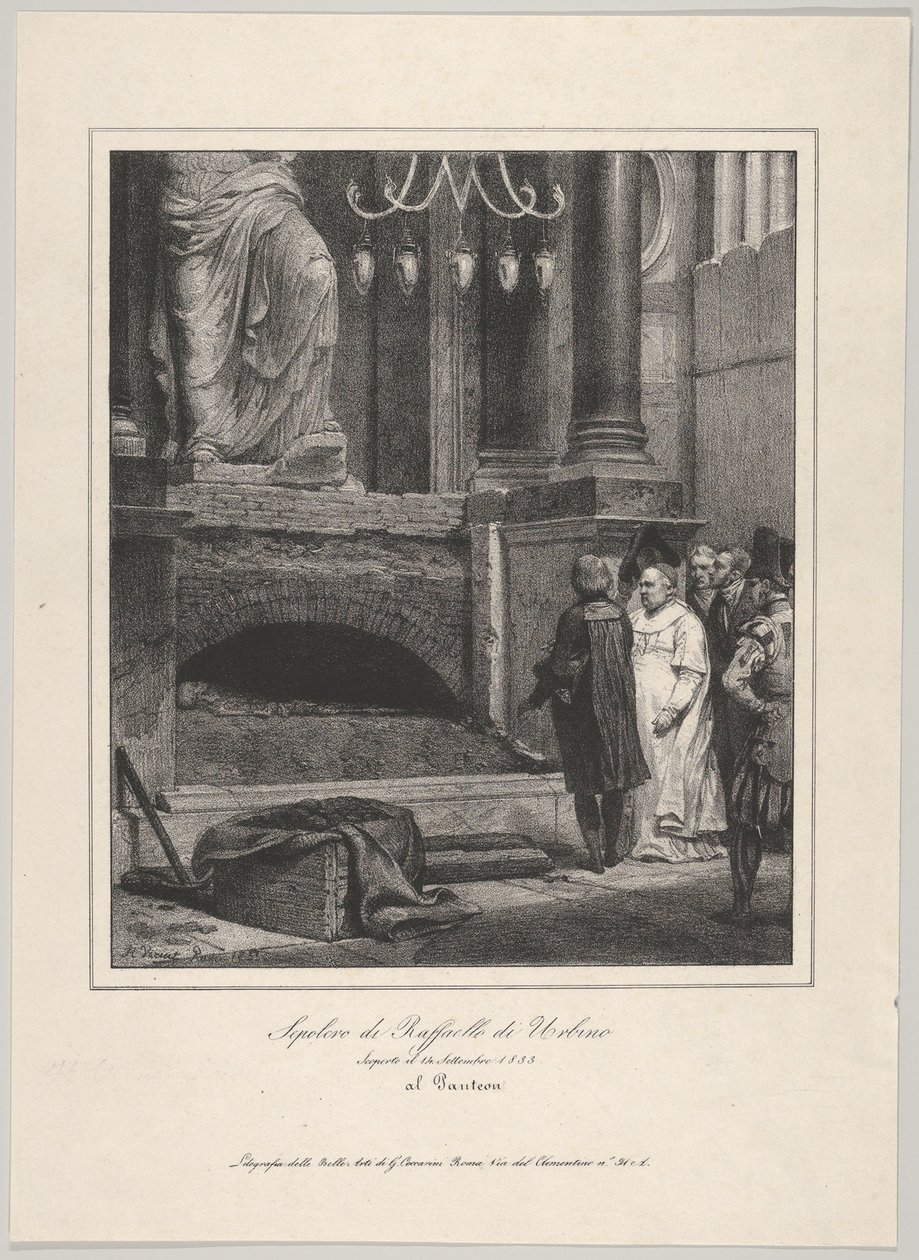Grób Rafaela, otwarty 14 września 1833, Panteon, Rzym, 1833. autorstwa Emile Jean Horace Vernet