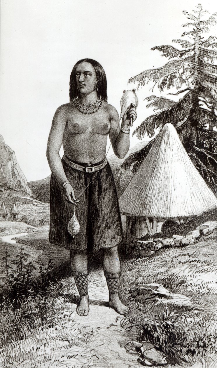 Galla Woman (lito) (bw zdjęcie) autorstwa Emile Lassalle