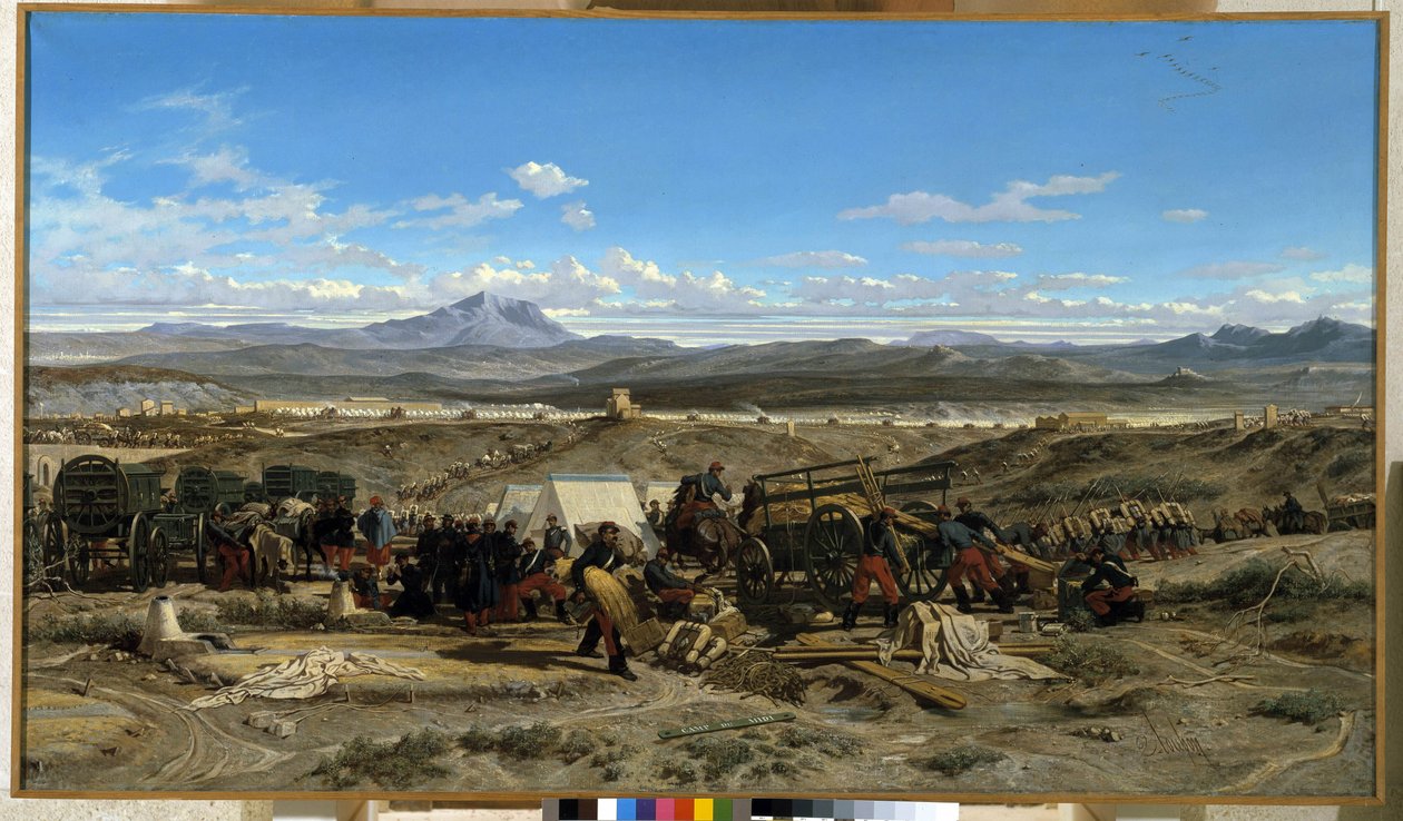 Obóz w południe. Obraz Emile Loubon (1809-1863). Olej na płótnie. Musee Granet, Aix en Provence autorstwa Emile Loubon