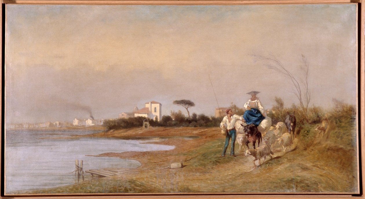 Chłopi z Martigues w drodze na spacer Obraz Emile Loubon (1809-1863) XIX wiek autorstwa Emile Loubon