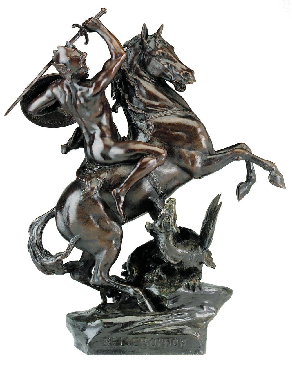 Bellerophon zabijający Chimerę (brąz) autorstwa Emile Louis (after) Picault