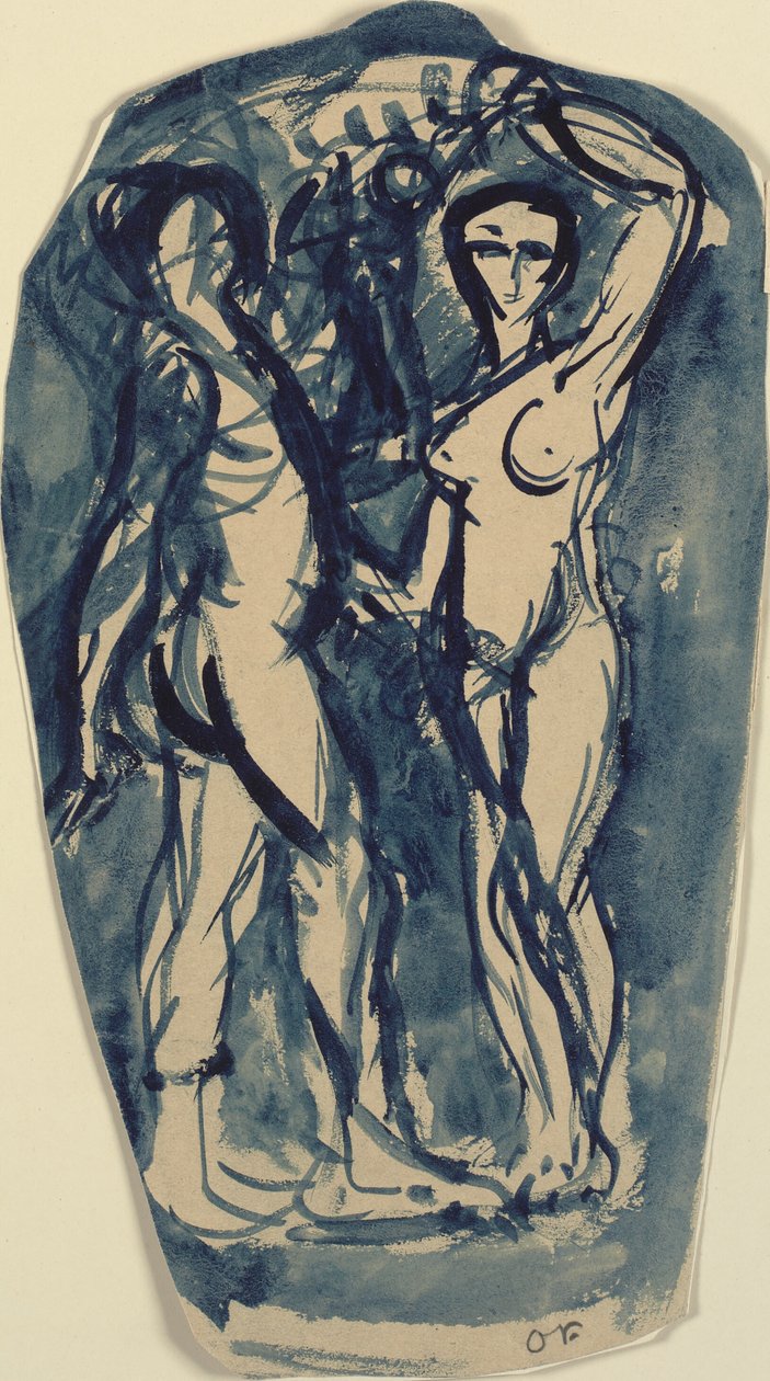 Dwie stojące, nagie postacie (Adam i Ewa?). autorstwa Emile Othon Friesz