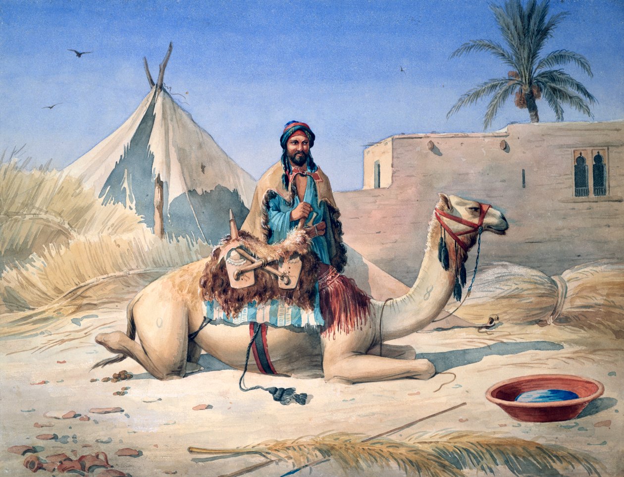 „Beduin i wielbłąd”, 1830 autorstwa Emile Prisse d